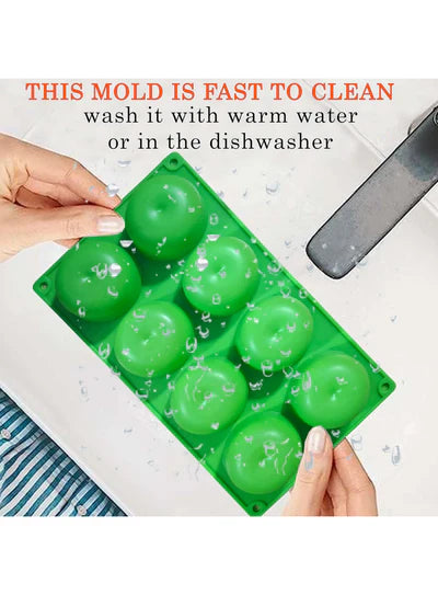 8-Cavity 3D Apple Shape Silicone Dessert Mould | Premium Non-Stick Flexible Mold for Mousse, Entremet, Cakes, Chocolate, Jelly & Ice Cream | Reusable Professional DIY Baking Tray (SBSM-MB-5018) (RME)