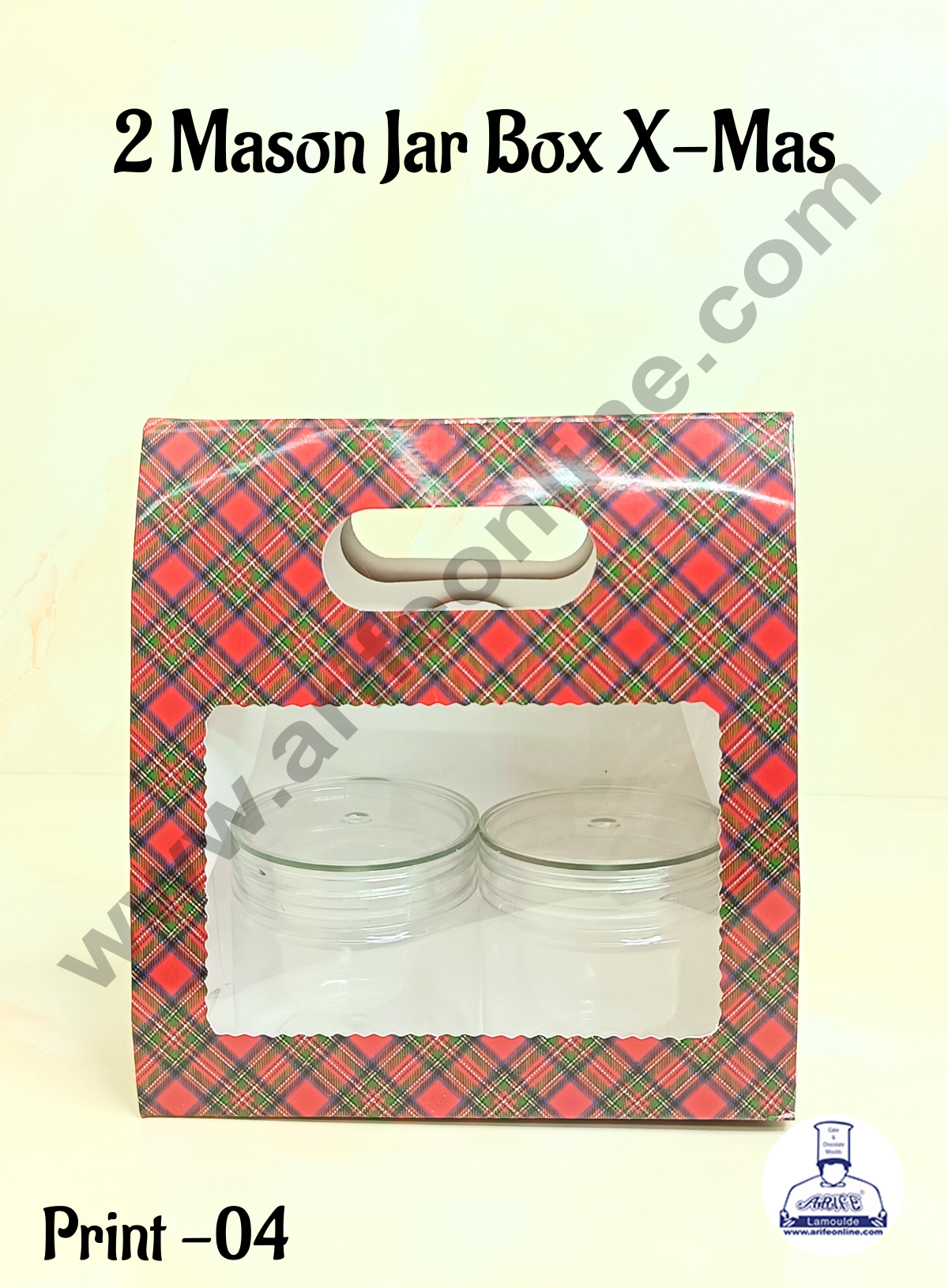 2 Mason Jar Paper Carry Bags Christmas Theme Red & Blue - Medium (10 Pcs)  (MOQ 12 PACK)