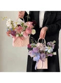 White Textured Tote Bag Hampers For Gifting And Flower Bouquets Foldable (MOQ 100 PCS) (FD)