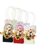 Peach Textured Tote Bag Hampers For Gifting And Flower Bouquets Foldable (MOQ 100 PCS) (FD)