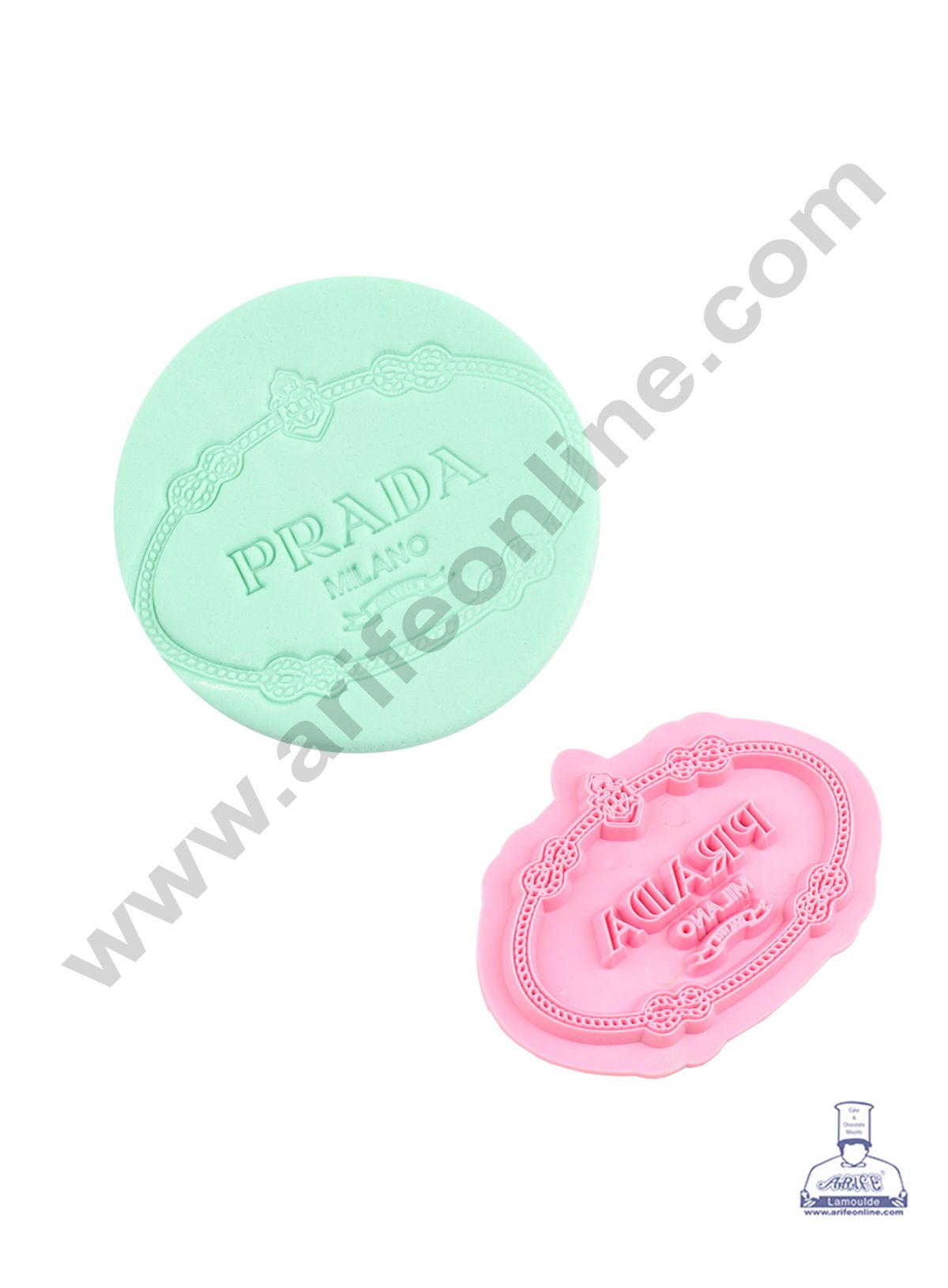 Cake Decor Plastic Prada Logo Shape Embosser Fondant Quilt Biscuit Mold Cookie Cutter For Cupcake Decoration And Cake Decorating Tools(4 Pcs Set)