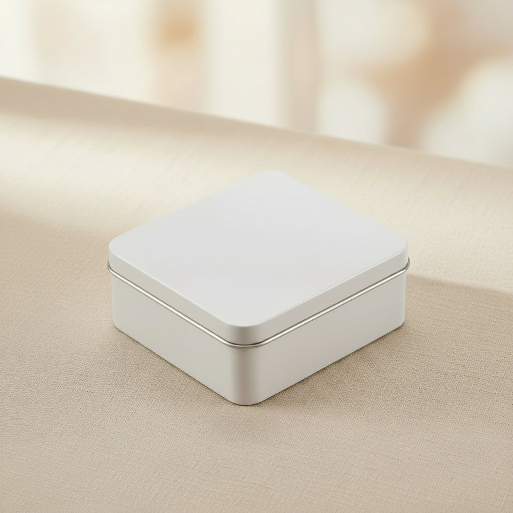 Rectangle Cookie Dream Tin Matte Finish - White | 12x10x4.5cm (SBDream-Rec-White) - (MOQ 100 PCS) (FO)