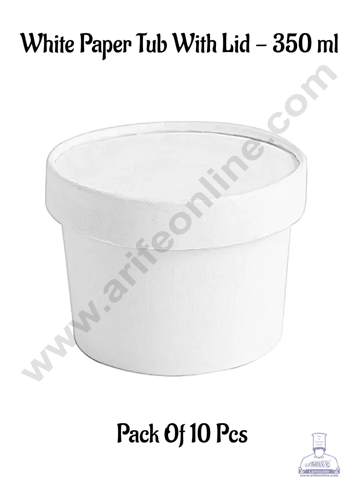 350ml White Kraft Paper Tub With Lid (MOQ 100 PCS)