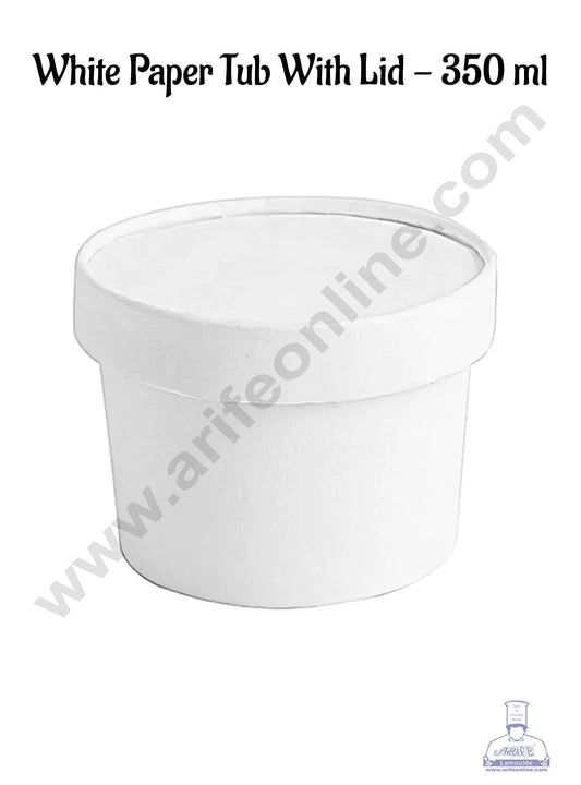 350ml White Kraft Paper Tub With Lid (MOQ 100 PCS)