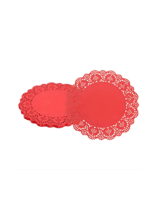 8.5 Inch Paper Doilies | Round Placemats | Decorative Accessories | Disposable Paper Mats – Red – Pack of 100 (SBPD-R-8.5) (MOQ 12 PACK)