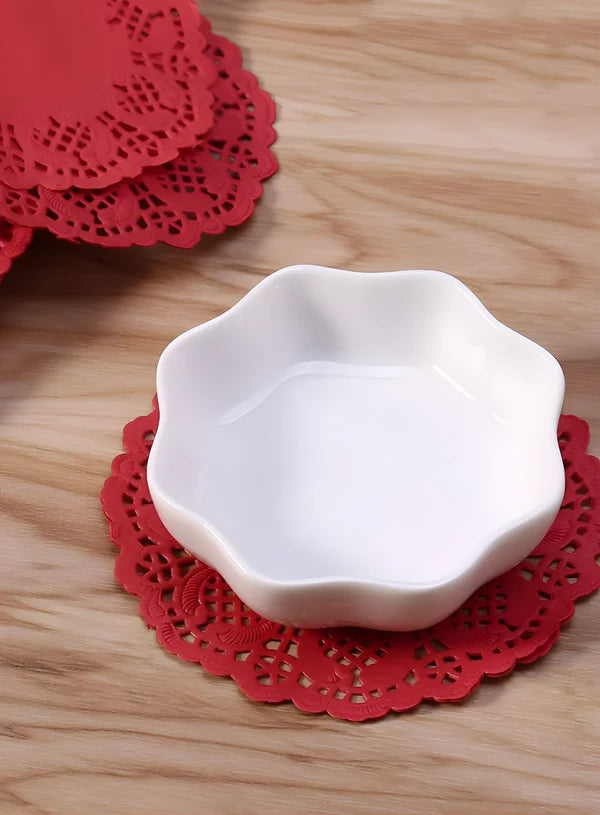 6.5 Inch Paper Doilies | Round Decorative Placemats | Disposable Food-Grade Paper Mats – Red | Pack of 100 (SBPD-R-6.5) (MOQ 12 PACK)