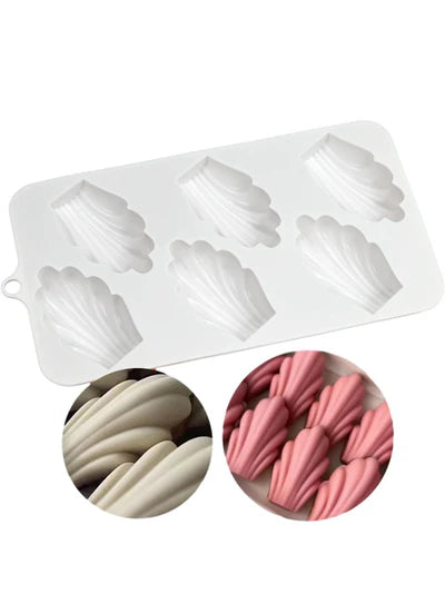 6-Cavity Scallop Shell Silicone Chocolate Mold-D1021 (MOQ 12 PCS)