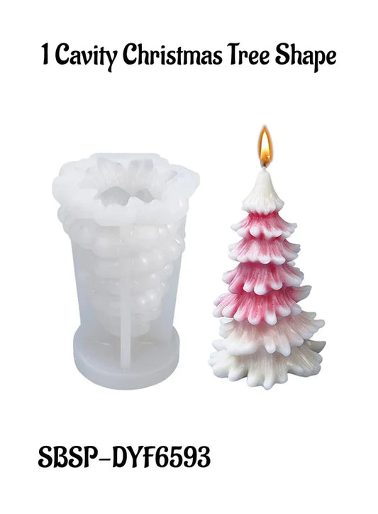 3D Silicon 1 Cavity Christmas Tree Shape Silicon Candle Mould, Silicon Soap Mould (SBSP-DYF6593)  (RFD)