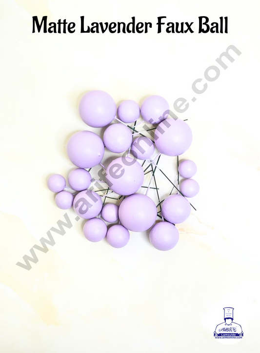Matte Pastel Lavender Faux Ball Topper For Cake and Cupcake Decoration - 20 pcs Pack (MOQ 300 PACKET 1 CRTN)  (IM)