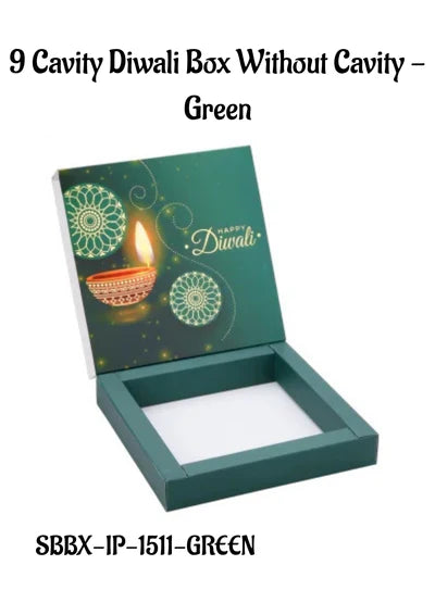 9 Cavity Diwali Sliding Hamper Box Without Cavity - Green (1 Piece Pack) (MOQ 50 PCS)