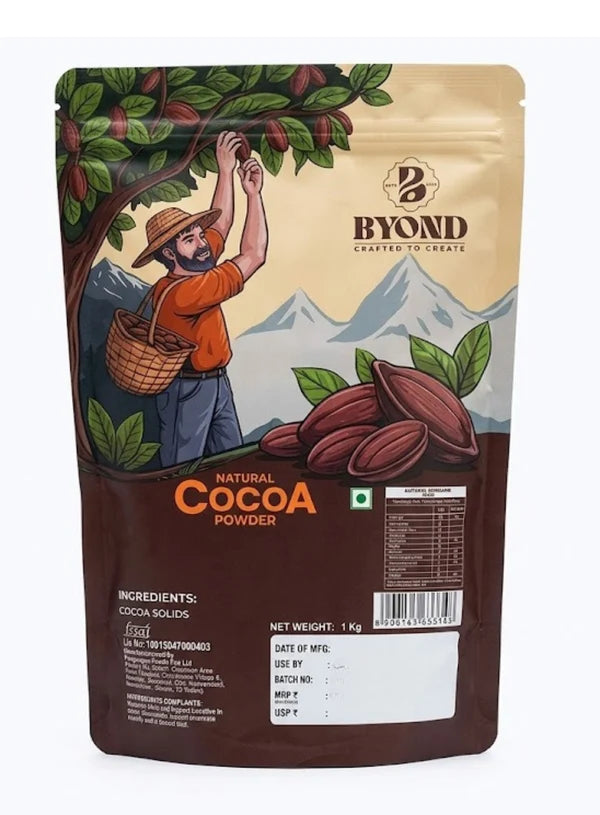BYOND Natural Cocoa Powder | Premium Cocoa Powder for Baking & Desserts (1 Kg) (Beyond-N-Cocoa)
