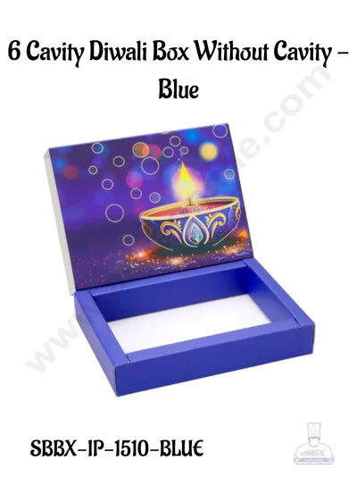 6 Cavity Diwali Sliding Hamper Box Without Cavity - Blue (1 Piece Pack)   (MOQ 50 PCS)