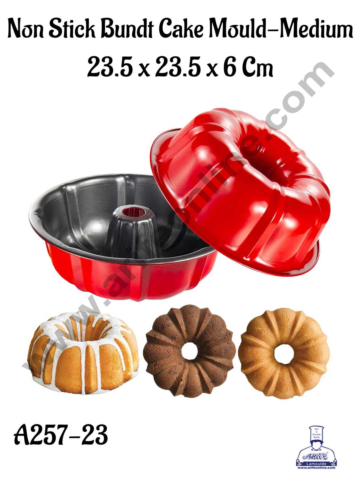NON STICK BUNDT CAKE MOULD (MEDIUM) A-257-23 (MOQ 12 PCS) (AAD)