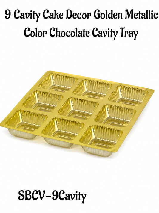 9 Cavity Golden Metallic Color Chocolate Cavity Tray (MOQ 100 PCS) (i)