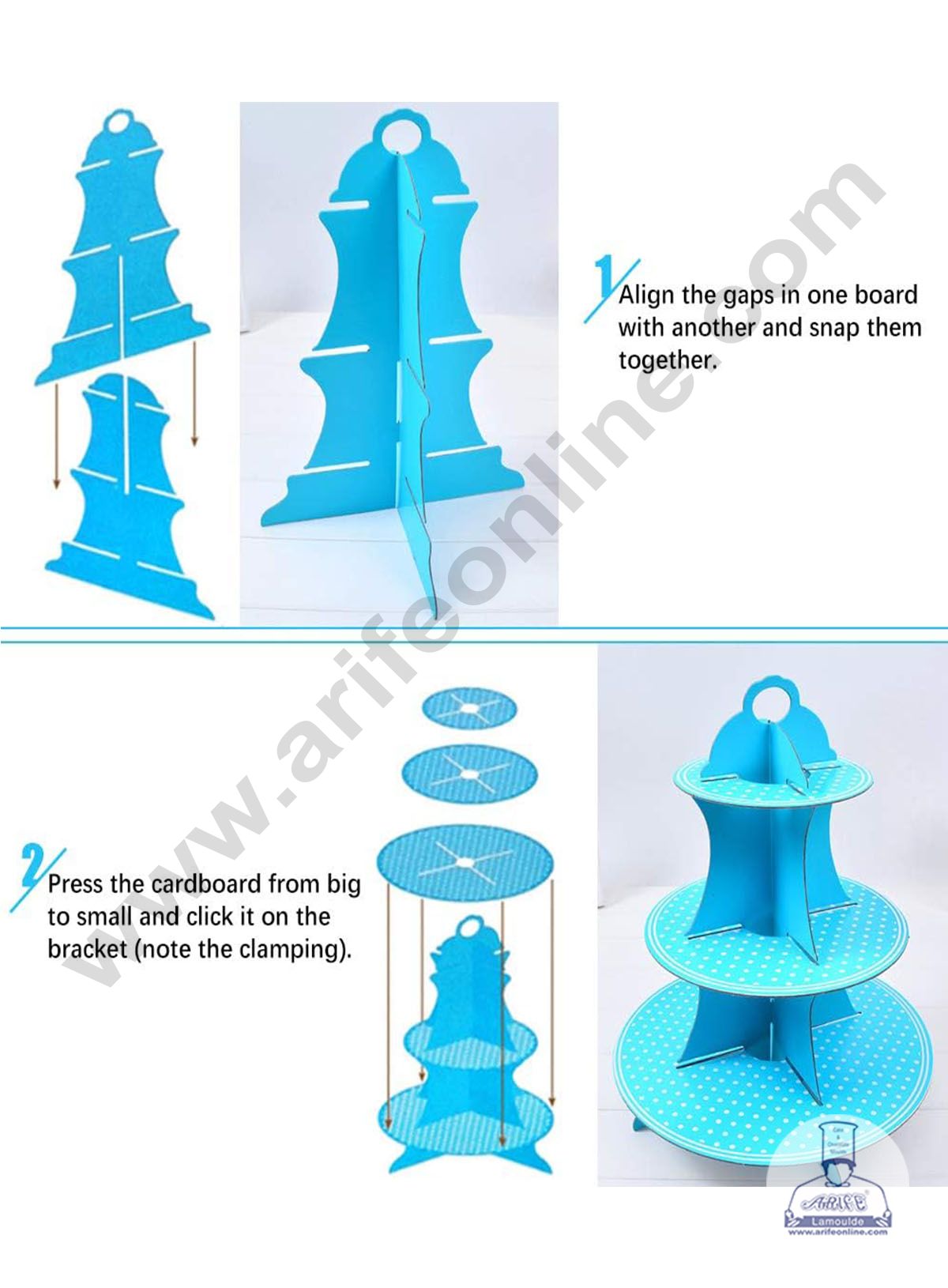 Cake Decor™ 3 Tier Small Polka Dots Printed Round Cardboard Cupcake Stand