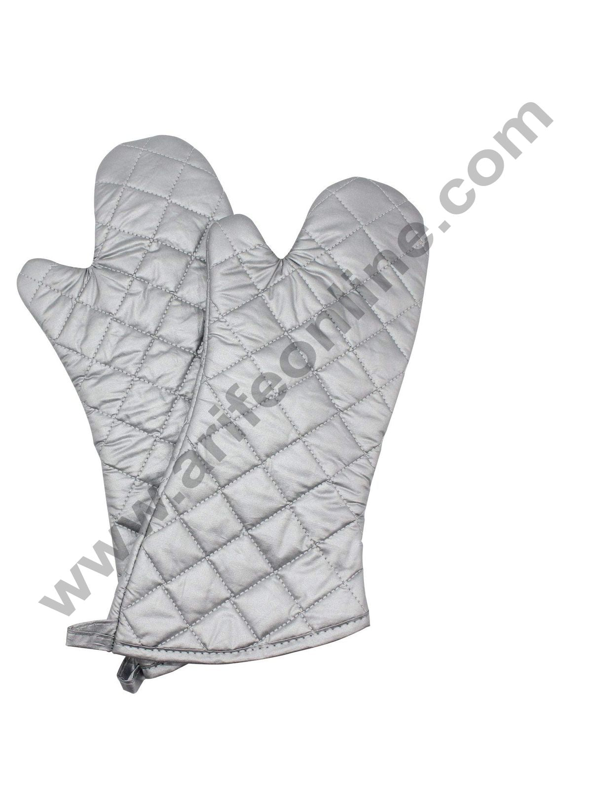 Cake Decor Silver Coated Extra Long Oven Gloves Heat Resistant for Kitchen Cooking (Set of 2)