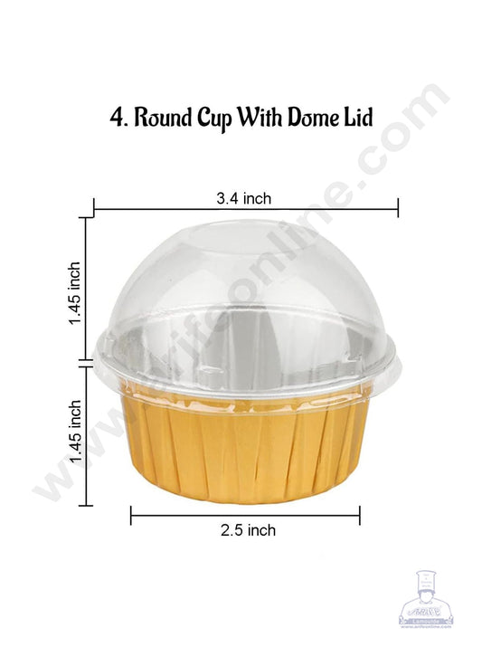 Round Frill Aluminium Tin Foil With Dome Lid Bake & Serve Cup| Aluminium Containers | Non-Stick Foil Baking Cups - 2000 Pcs per cartoon (MOQ 1 CRTN) (M)