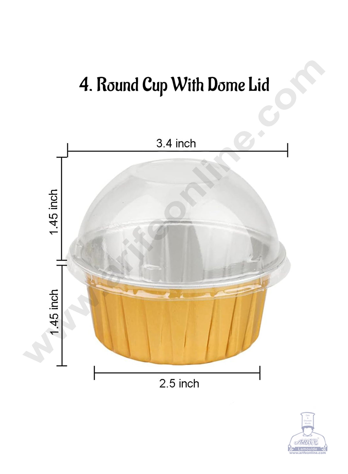 Round Frill Aluminium Tin Foil With Dome Lid Bake & Serve Cup| Aluminium Containers | Non-Stick Foil Baking Cups - 2000 Pcs per cartoon (MOQ 1 CRTN) (M)