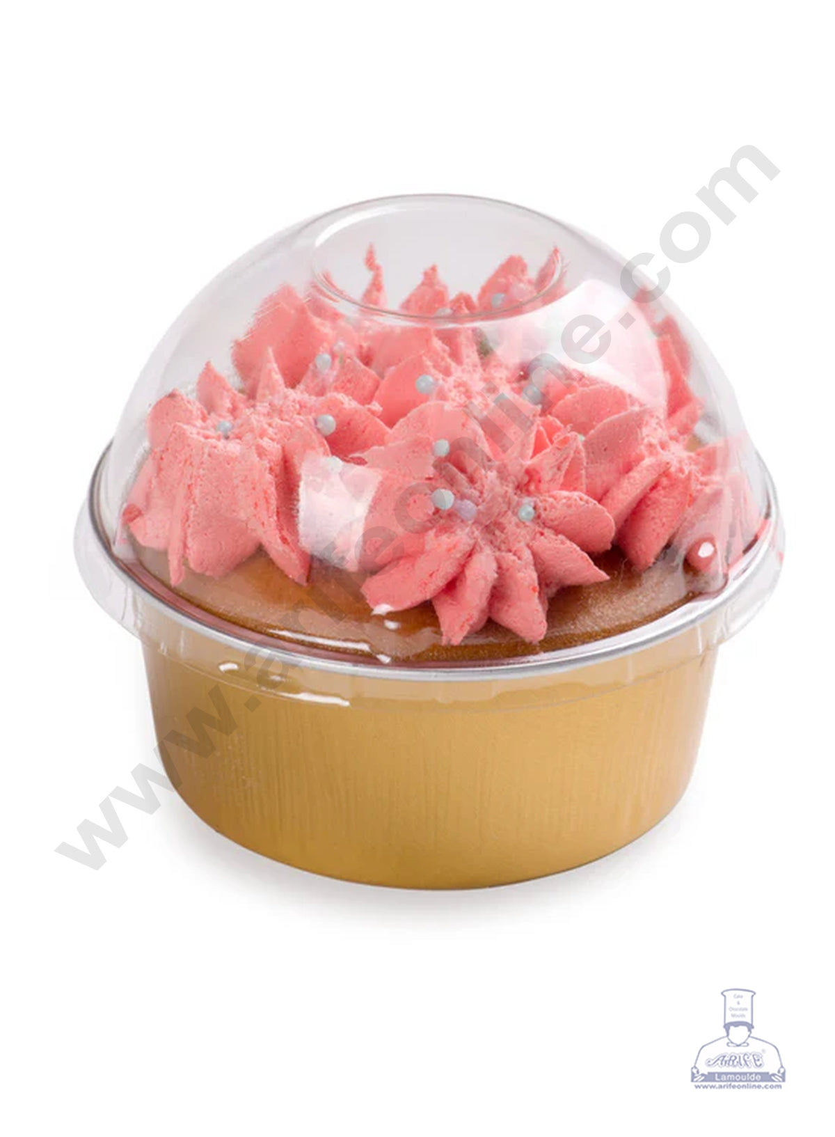 Round Frill Aluminium Tin Foil With Dome Lid Bake & Serve Cup| Aluminium Containers | Non-Stick Foil Baking Cups - 2000 Pcs per cartoon (MOQ 1 CRTN) (M)