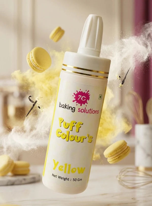 7C Edible Puff Colour Food Colour Powder Spray for Cakes Decoration - Yellow ( 50 gm )  (MOQ 12 PCS) (FA.3)
