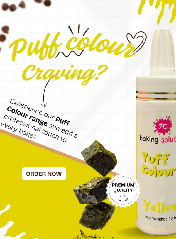 7C Edible Puff Colour Food Colour Powder Spray for Cakes Decoration - Yellow ( 50 gm )  (MOQ 12 PCS) (FA.3)