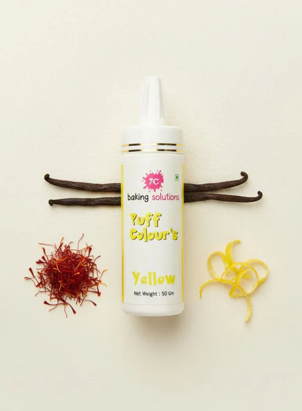 7C Edible Puff Colour Food Colour Powder Spray for Cakes Decoration - Yellow ( 50 gm )  (MOQ 12 PCS) (FA.3)