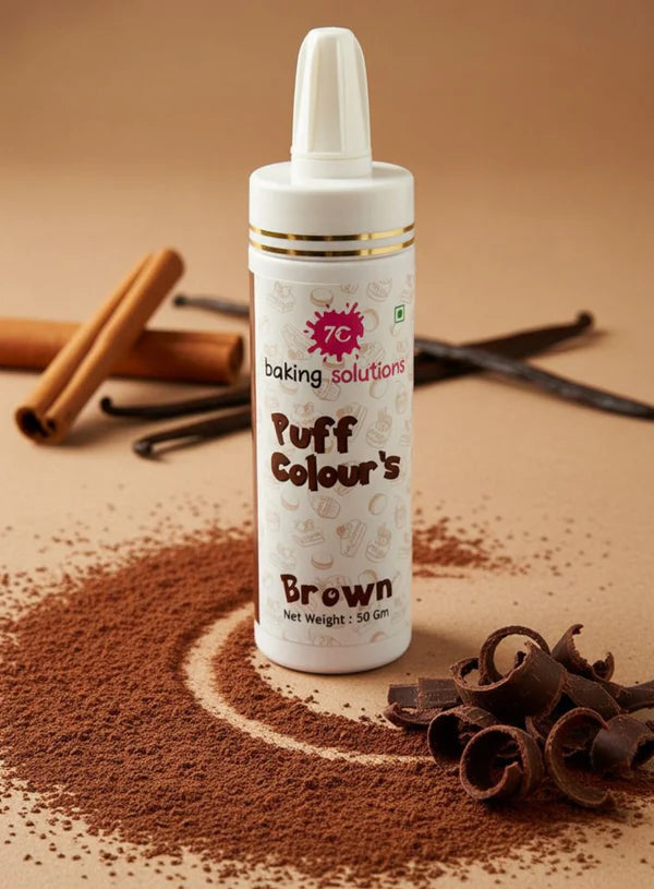 7C Edible Puff Colour Food Colour Powder Spray for Cakes Decoration - Brown ( 50 gm )  (MOQ 12 PCS) (FA.3)