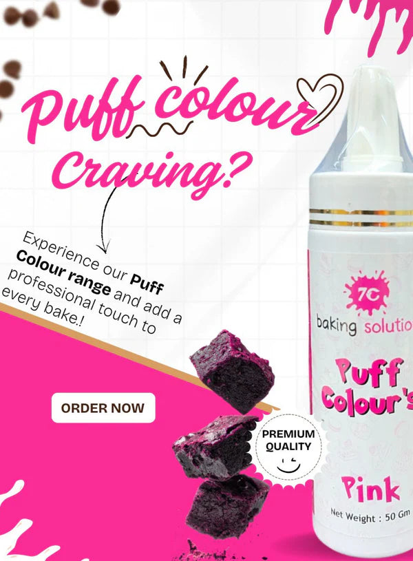 7C Edible Puff Colour Food Colour Powder Spray for Cakes Decoration - Pink ( 50 gm )  (MOQ 12 PCS) (FA.3)