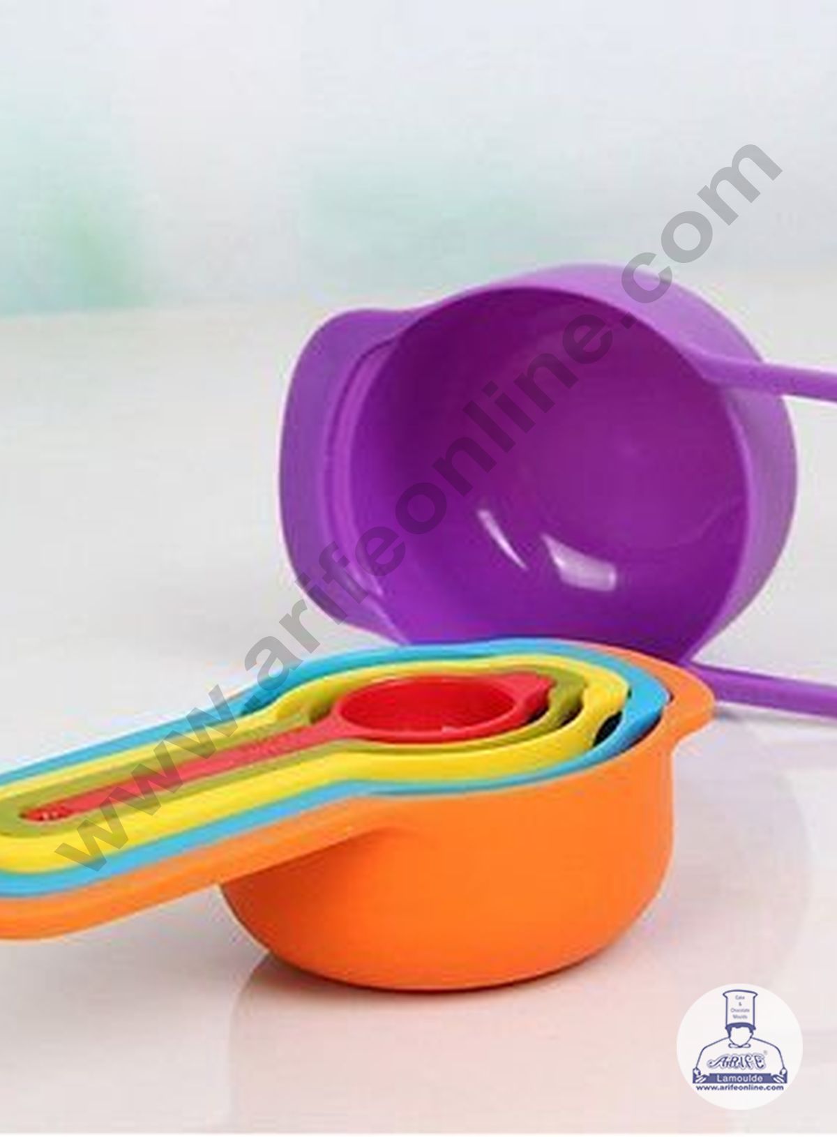 6 in 1 Plastic Measuring Cups and Spoon, Multicolor Cups and Spoon Set  (MOQ 12 PCS)