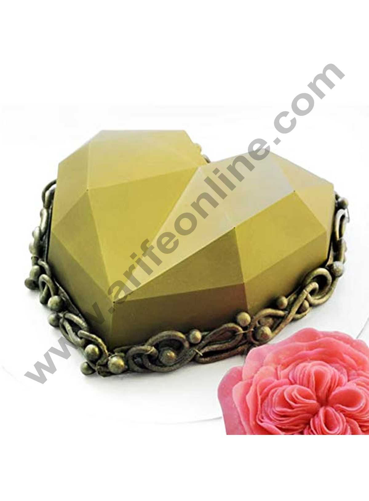 Cake Decor Silicon 3D Diamond Heart Cake Mould Mousse Silicon Moulds -Multicolor