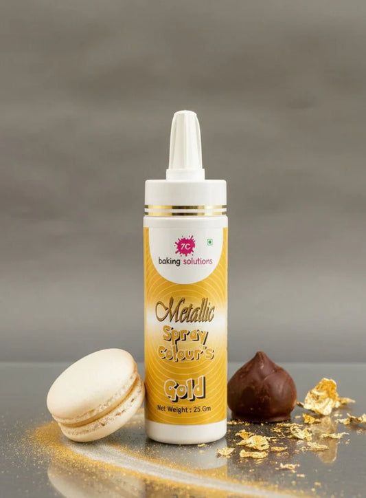 7C Edible Puff Colour Food Colour Powder Spray for Cakes Decoration - Metallic Gold ( 25 gm )  (MOQ 12 PCS) (ARL.8)