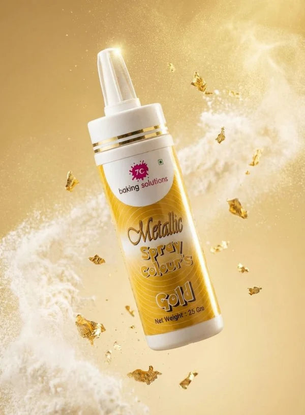 7C Edible Puff Colour Food Colour Powder Spray for Cakes Decoration - Metallic Gold ( 25 gm )  (MOQ 12 PCS) (ARL.8)