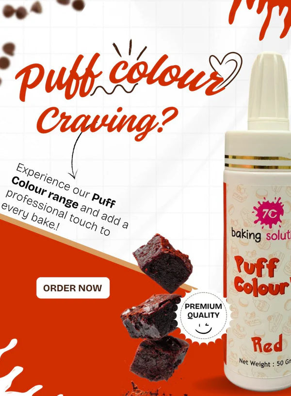 7C Edible Puff Colour Food Colour Powder Spray for Cakes Decoration - Red ( 50 gm ) (MOQ 12 PCS) (FA.3)