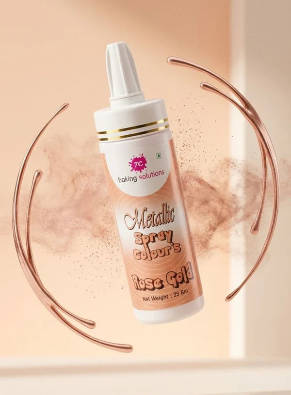 7C Edible Puff Colour Food Colour Powder Spray for Cakes Decoration -  Metallic Rose Gold ( 25 gm ) (MOQ 12 PCS) (ARL.8)