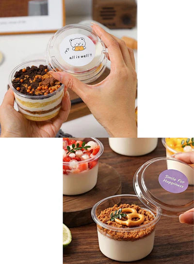 Clear Plastic Round Dessert Container With Lid Mini 3x2 Inch Leak Proof PET Mousse & Pudding Cups (SB-W583) (MOQ 100 PCS) (i.5)