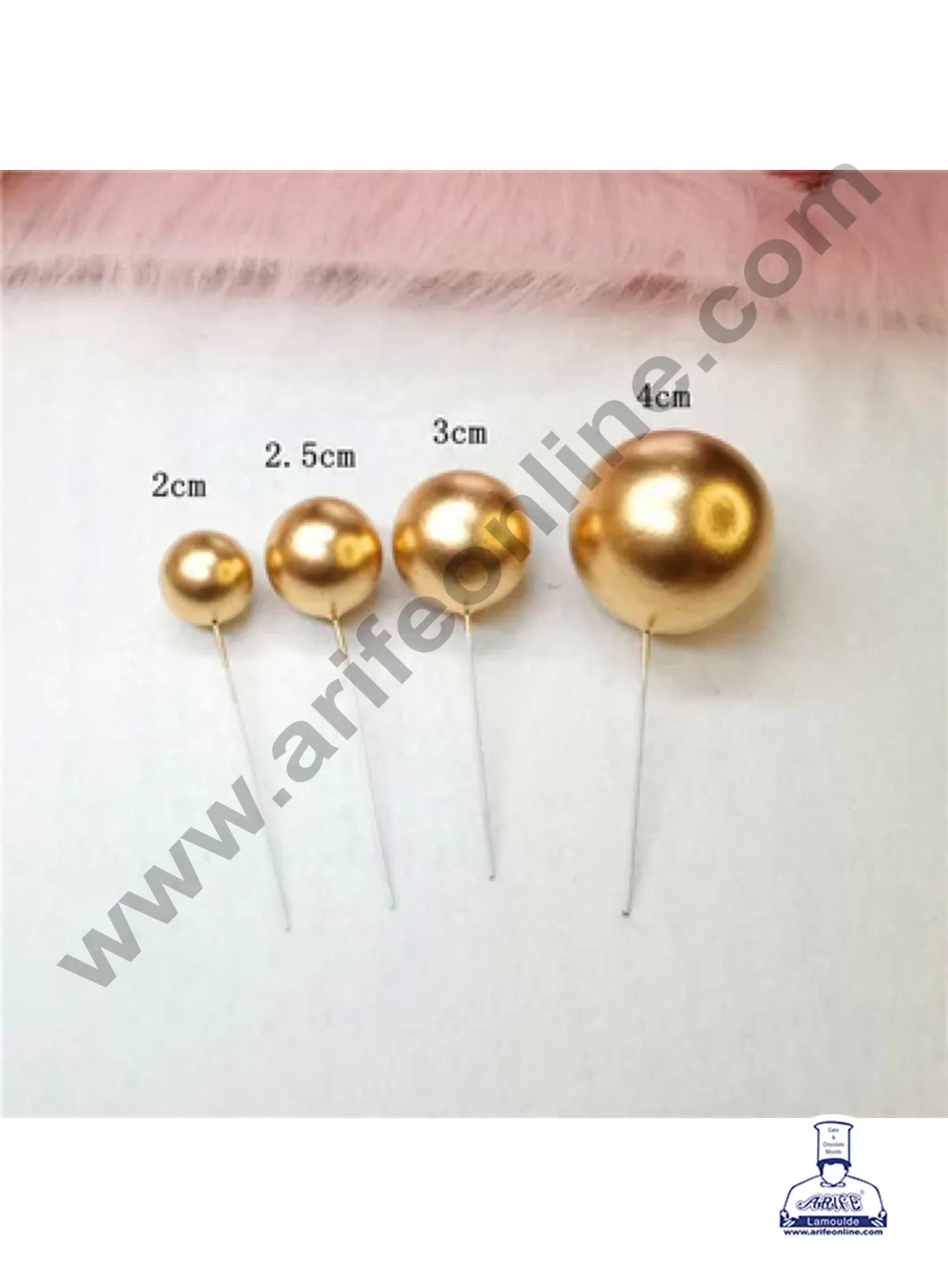 Golden Faux Balls Topper For Cake and Cupcake Decoration - 20 pcs Pack (SB-GoldenBall-20)  (MOQ 300 PACKET 1 CRTN) (IM)