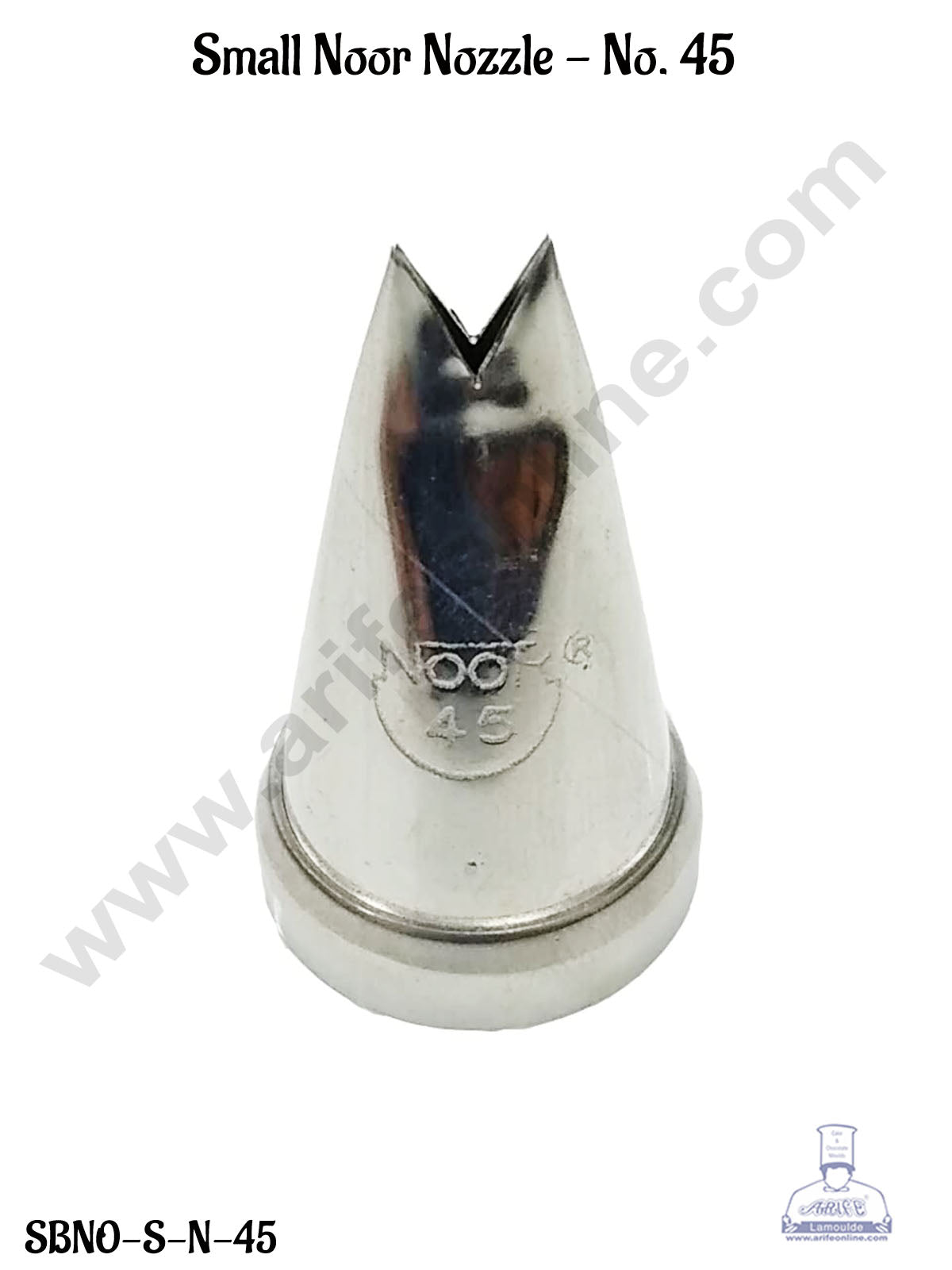 Small Stainless Steel Noor Nozzle No.45 (Large Leaf) Shape Cake Icing with Collar Ring | Piping Steel Nozzle  (MOQ 50 PCS)