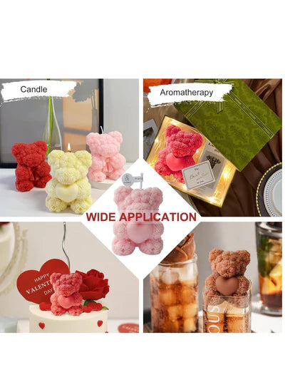 Teddy Bear with Rose Texture and Heart Silicone Candle Mold│SB-SCM-DYF7332│ (MOQ 12 PCS) (AID)