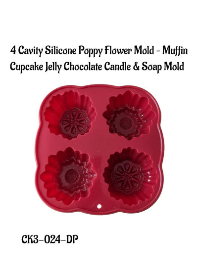 4 Cavity Silicone Poppy Muffin Mold - 1 Piece - CK3-024 (MOQ 12 PCS)