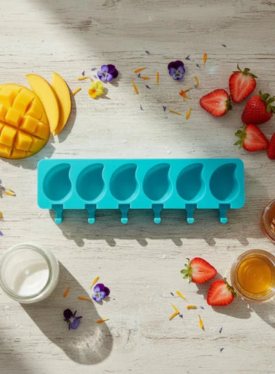 6 Cavity Silicone Popsicle Mould with Sticks | Reusable Ice Cream, Kulfi & Cakesicle Mold | Non-Stick Flexible Ice Candy Maker for Chocolate & Frozen Desserts (SBSM-MB-5010)     (IED)