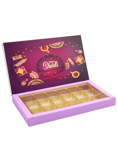 18 Cavity Diwali Sliding Hamper Box Without Cavity - Purple (1 Piece Pack) - (MOQ 50 PCS)