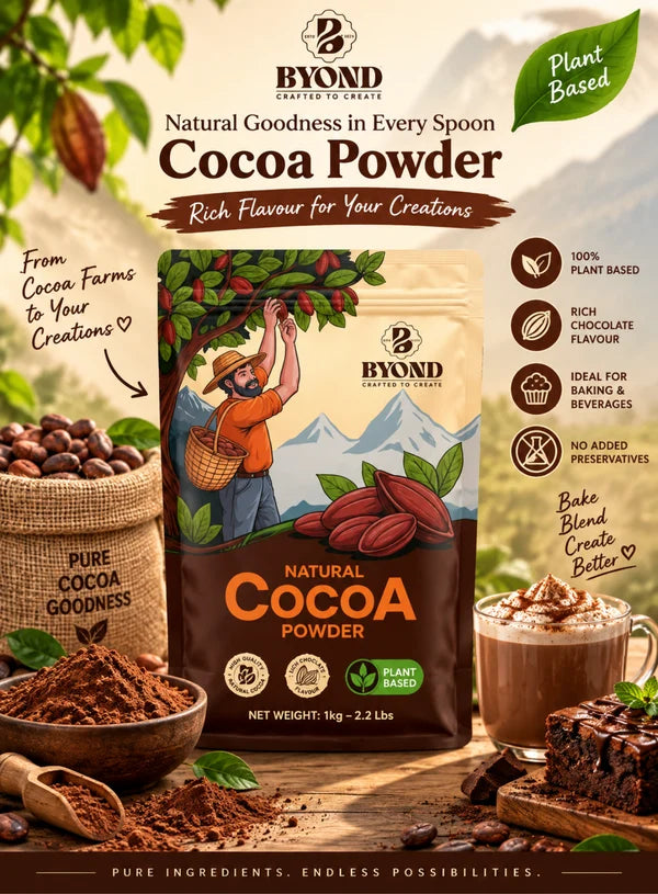 BYOND Natural Cocoa Powder | Premium Cocoa Powder for Baking & Desserts (1 Kg) (Beyond-N-Cocoa)