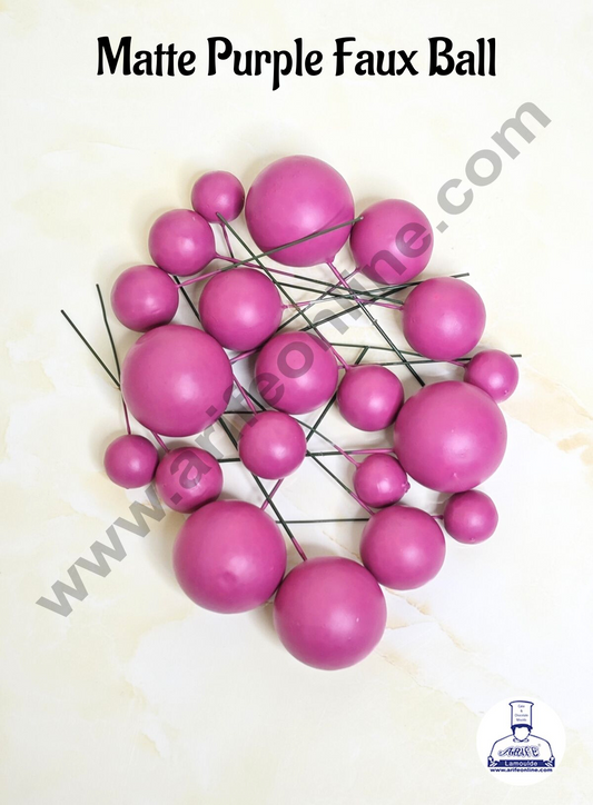Matte Purple Faux Ball Topper For Cake and Cupcake Decoration - 20 pcs Pack (MOQ 300 PCKT 1 CRTN) (IM)