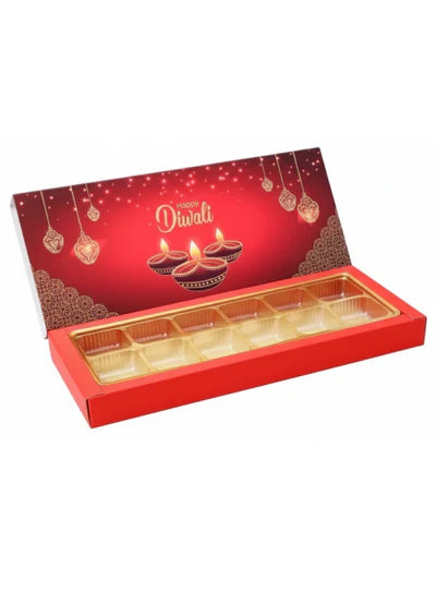 12 Cavity Diwali Sliding Hamper Box Without Cavity - Red  (1 Piece Pack)  (MOQ 50 PCS)