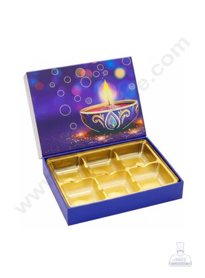 6 Cavity Diwali Sliding Hamper Box Without Cavity - Blue (1 Piece Pack)   (MOQ 50 PCS)