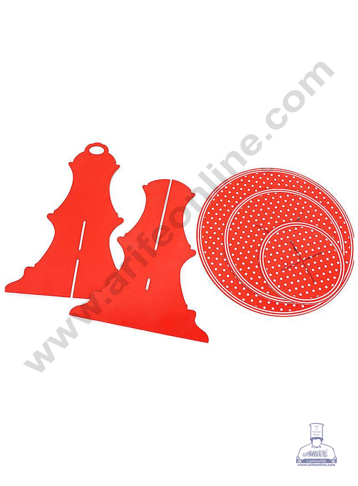 Cake Decor™ 3 Tier Small Polka Dots Printed Round Cardboard Cupcake Stand