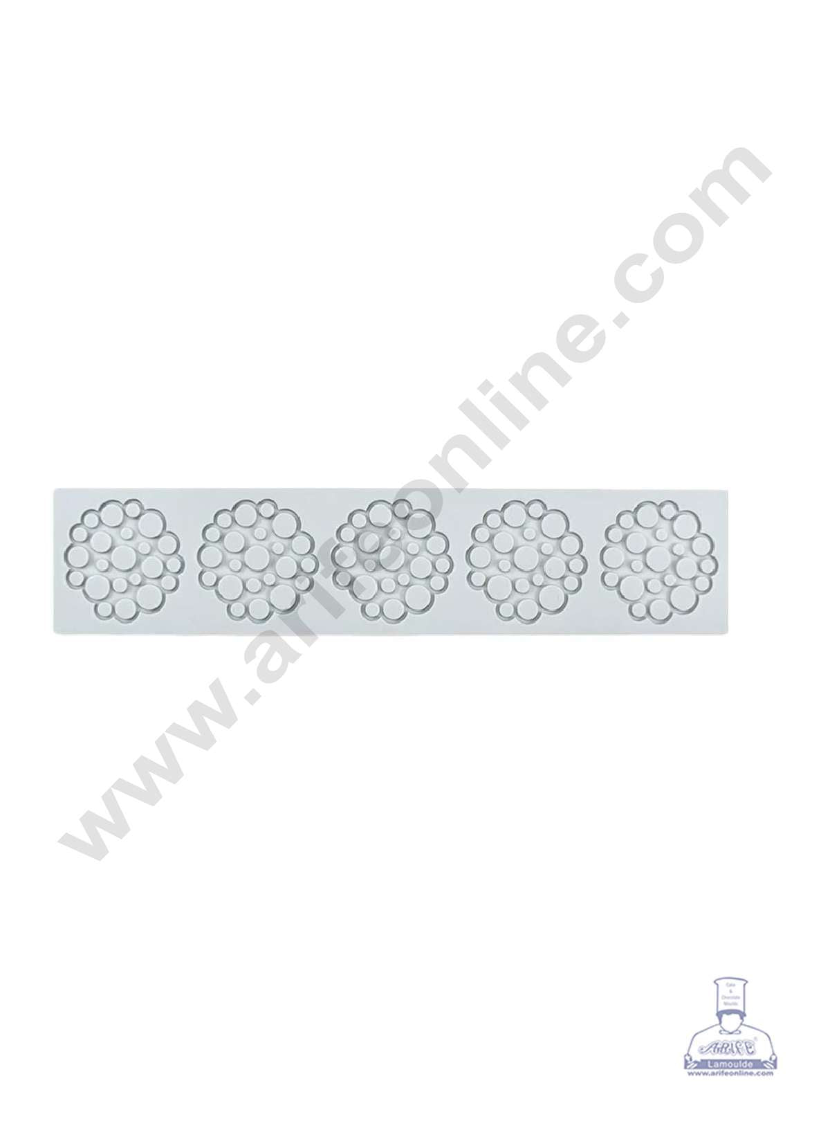 5 Cavity Mini Bubble Holes Cutout Silicone Lace Mould, Cake Decorative Silicone Lace Mat Cake Baking Mat (SBSM-JSC3862)  (MOQ 12 PCS) (EE)