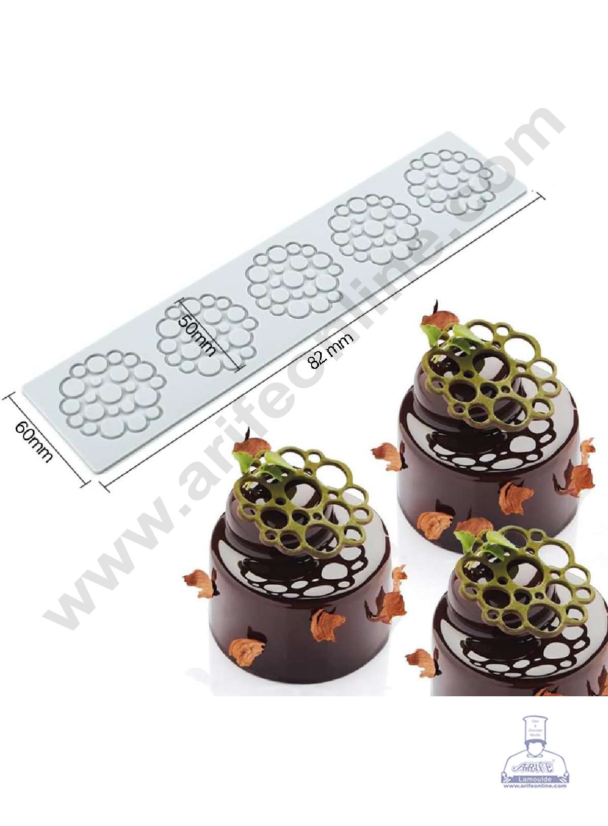 5 Cavity Mini Bubble Holes Cutout Silicone Lace Mould, Cake Decorative Silicone Lace Mat Cake Baking Mat (SBSM-JSC3862)  (MOQ 12 PCS) (EE)