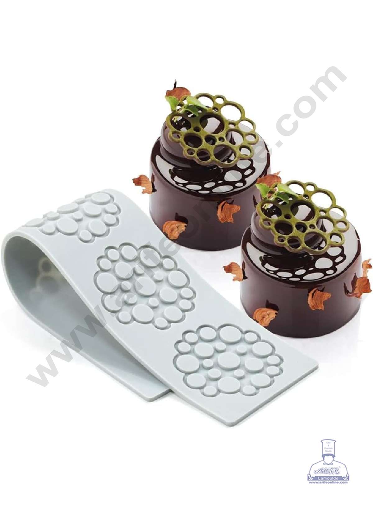 5 Cavity Mini Bubble Holes Cutout Silicone Lace Mould, Cake Decorative Silicone Lace Mat Cake Baking Mat (SBSM-JSC3862)  (MOQ 12 PCS) (EE)