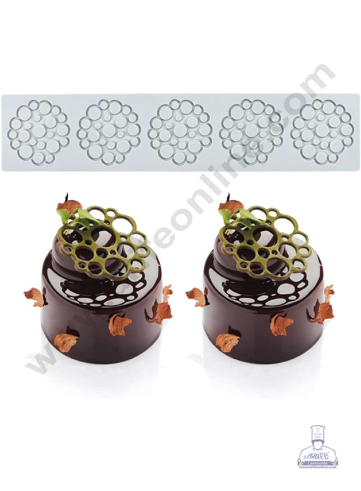 5 Cavity Mini Bubble Holes Cutout Silicone Lace Mould, Cake Decorative Silicone Lace Mat Cake Baking Mat (SBSM-JSC3862)  (MOQ 12 PCS) (EE)